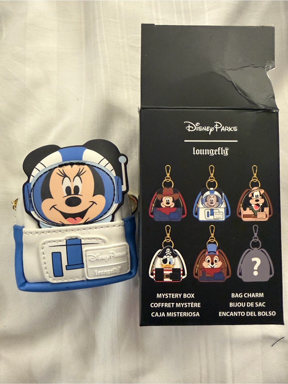 Disney Parks Loungefly Minnie Mouse astronaut Blue & White Bag Charm